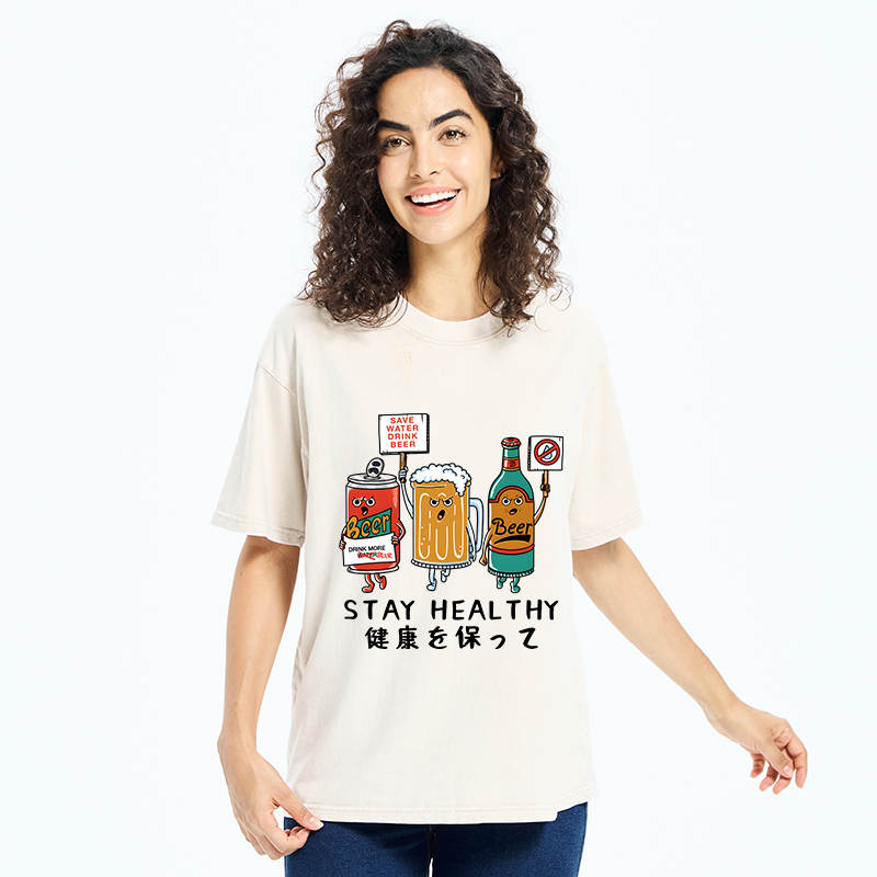 Tokyo-Tiger Stay Healthy Washed T-Shirt