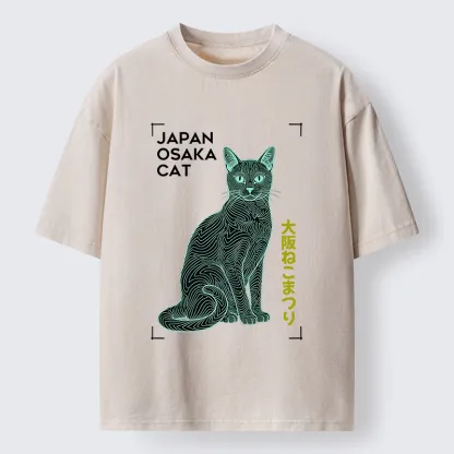Tokyo-Tiger Line Cat Washed T-Shirt