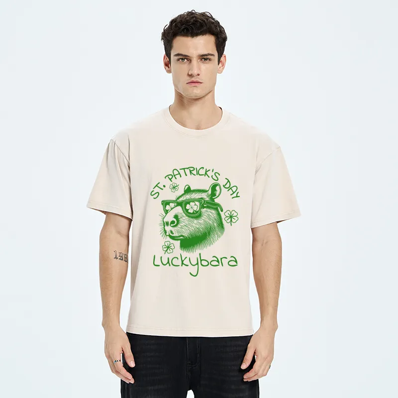 Tokyo-Tiger St Patrick's Day Capybara Meme Washed T-Shirt