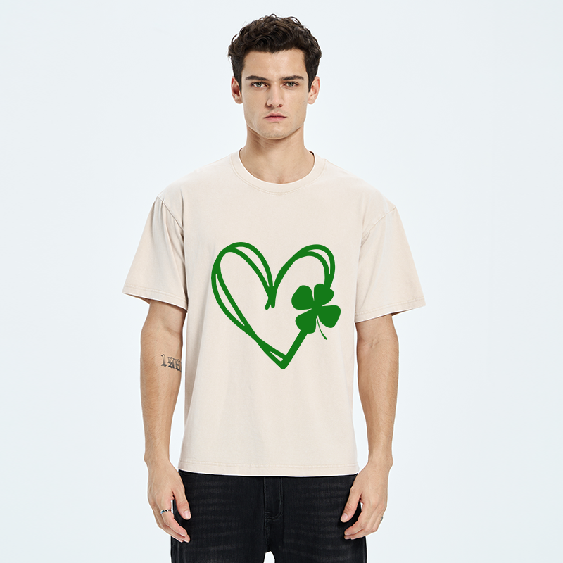 Tokyo-Tiger Heart And Clover Washed T-Shirt