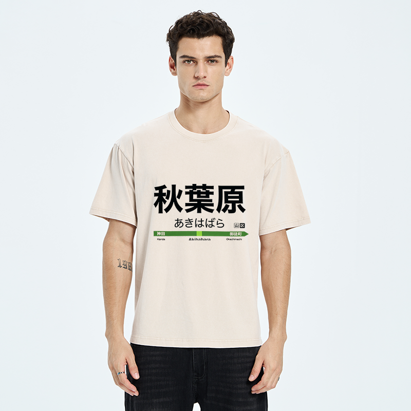 Tokyo-Tiger Japan Akihabara Line Station Washed T-Shirt