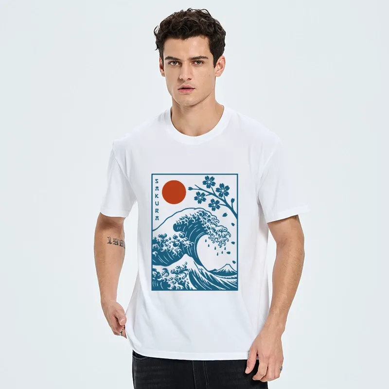 Tokyo-Tiger Japanese The Great Wave And Sakura Classic T-Shirt