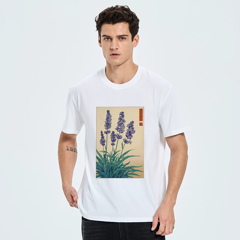 Tokyo-Tiger Japanese Art Lavender Flower Classic T-Shirt
