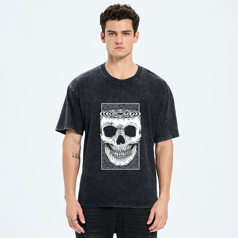 Tokyo-Tiger Horror Skull Washed T-Shirt