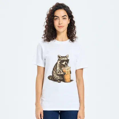 Tokyo-Tiger Raccoon Drinking Coffee Funny Classic T-Shirt
