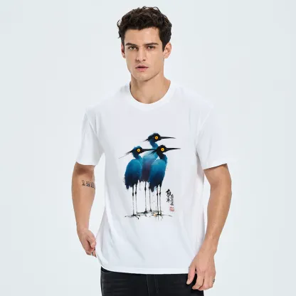 Tokyo-Tiger Great Blue Heron Ink Painting Classic T-Shirt