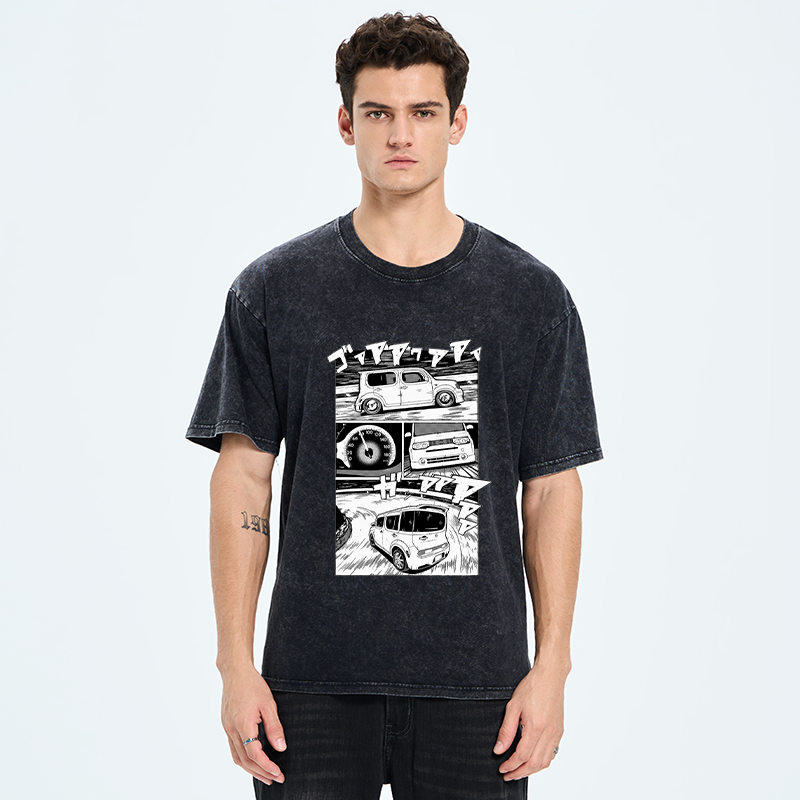 Tokyo-Tiger Japanese Nissan Cube Washed T-Shirt
