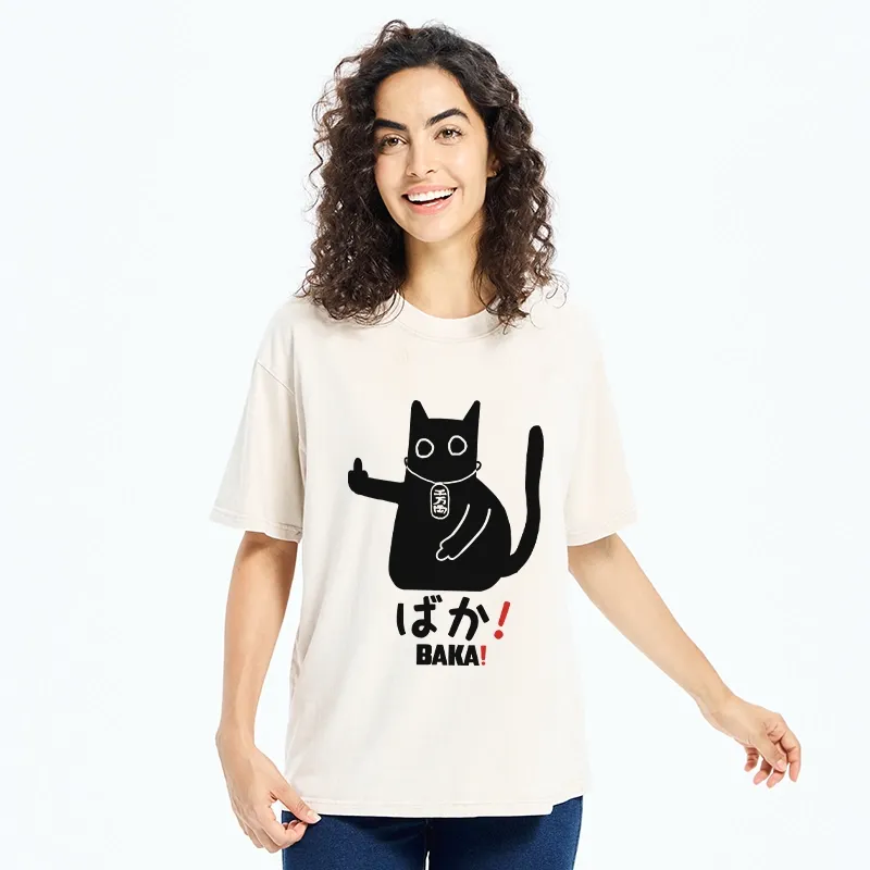 Tokyo-Tiger Japanese Baka Cat Washed T-Shirt