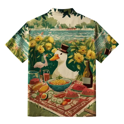 Tokyo-Tiger Naughty Duck Eat Ramen Button-up Shirt