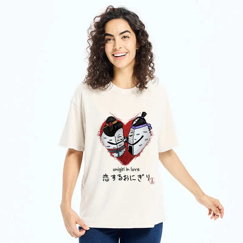 Tokyo-Tiger Onigiri In Love Washed T-Shirt