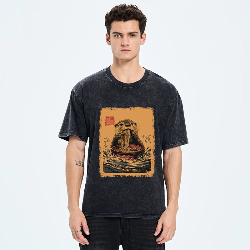 Tokyo-Tiger Ramen Lover Otter Washed T-Shirt