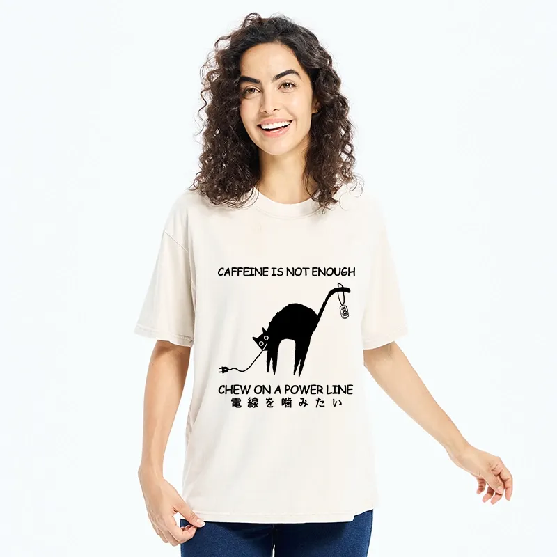 Tokyo-Tiger Caffeine Is Not Enough Washed T-Shirt