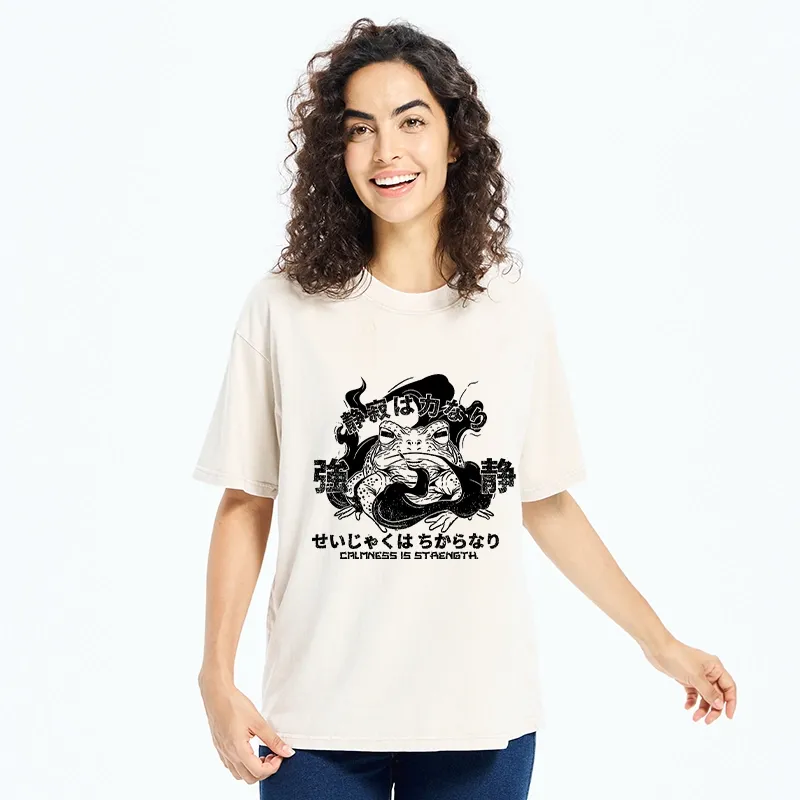 Tokyo-Tiger Calmness Is Strength Washed T-Shirt