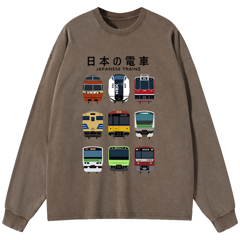 [Copy]Tokyo-Tiger Japanese Train Collection Washed Long Sleeve T-Shirt