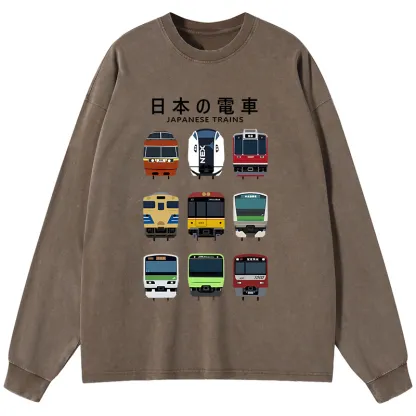 [Copy]Tokyo-Tiger Japanese Train Collection Washed Long Sleeve T-Shirt