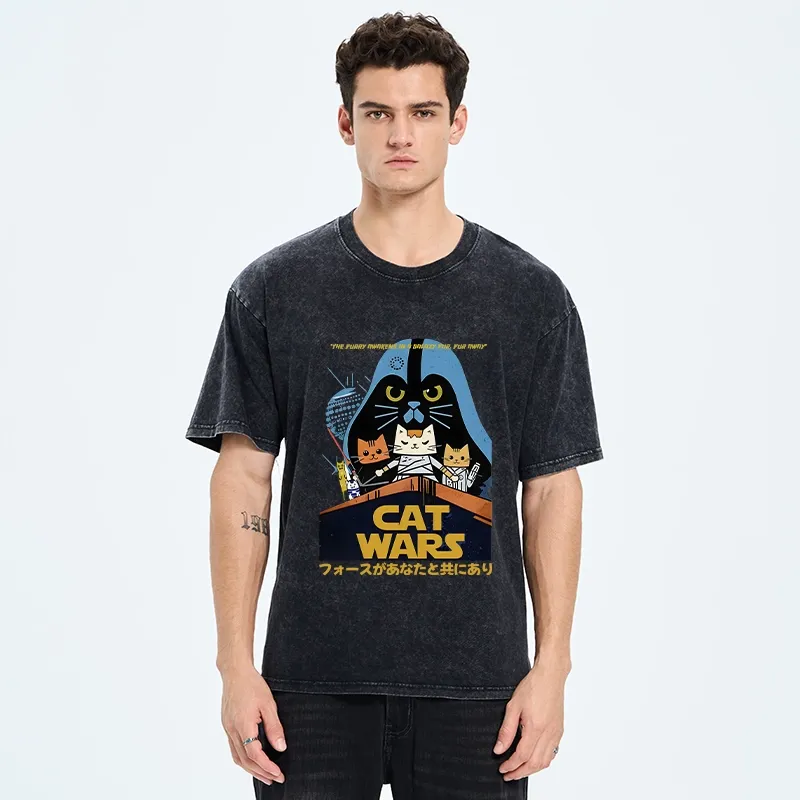Tokyo-Tiger Japanese Cat Wars Washed T-Shirt