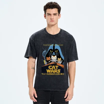 Tokyo-Tiger Japanese Cat Wars Washed T-Shirt