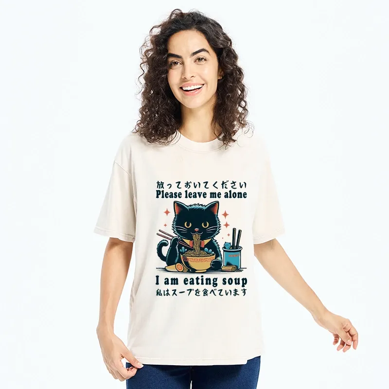 Tokyo-Tiger Cat Enchanted By Ramen Washed T-Shirt