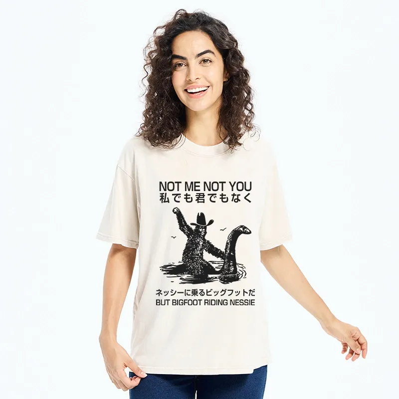 Tokyo-Tiger Bigfoot Riding Nessie Washed T-Shirt