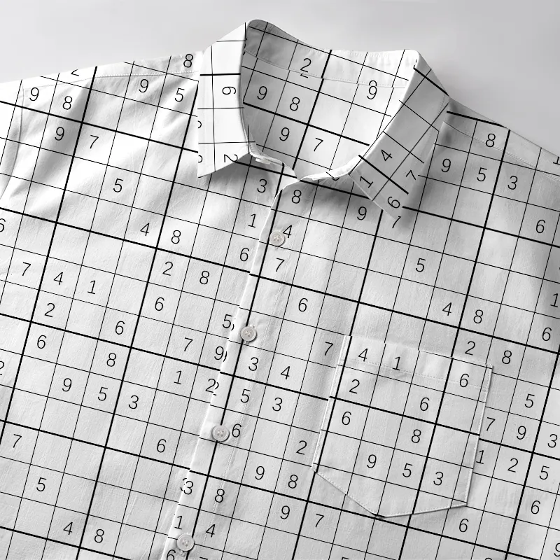 Tokyo-Tiger Sudoku Japanese Button-up Shirt