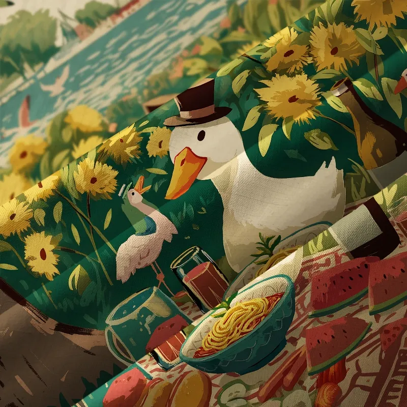 Tokyo-Tiger Naughty Duck Eat Ramen Button-up Shirt