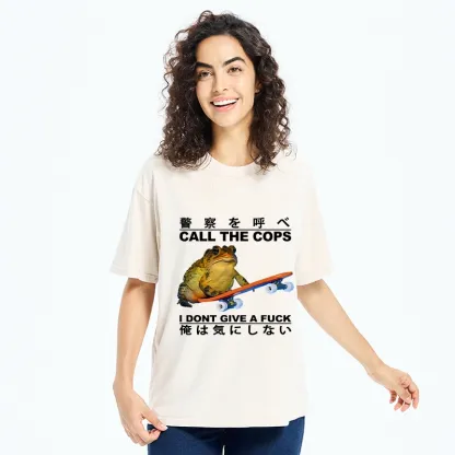 Tokyo-Tiger Funny Frog On Skateboard Washed T-Shirt