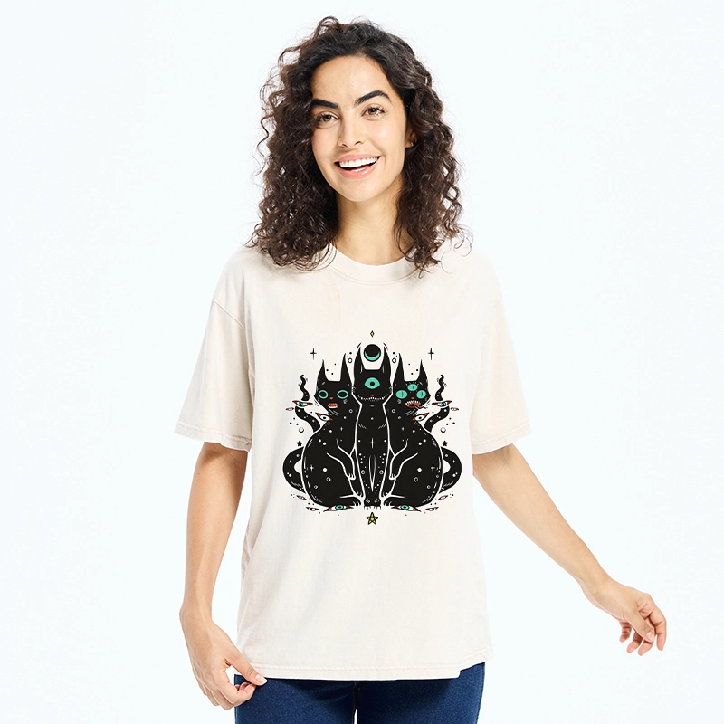 Tokyo-Tiger Mystic Cat Trinity Washed T-Shirt