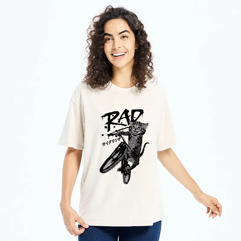 Tokyo-Tiger Bicycle Lover Cat Washed T-Shirt