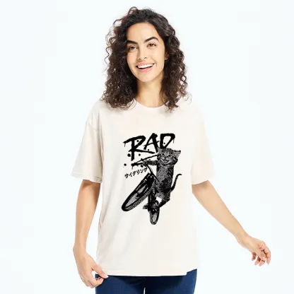Tokyo-Tiger Bicycle Lover Cat Washed T-Shirt