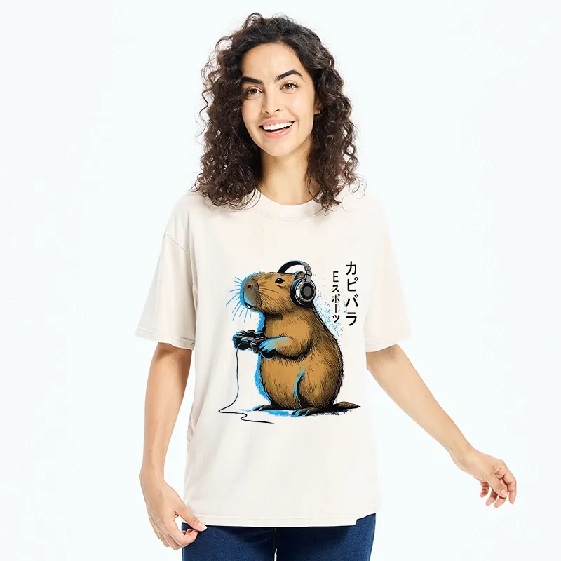 Tokyo-Tiger E-sports Capybara Washed T-Shirt