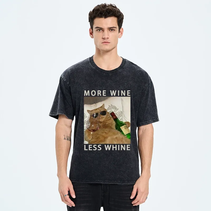 Tokyo-Tiger More Wine Less Whine Washed T-Shirt