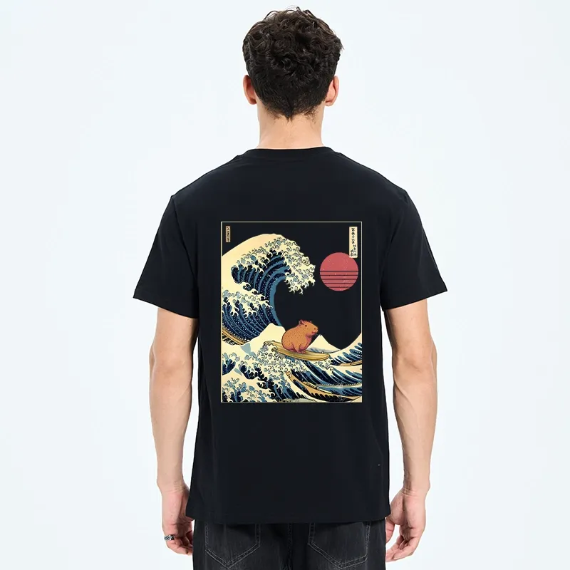 Tokyo-Tiger Capybara Surfing Back Classic T-Shirt