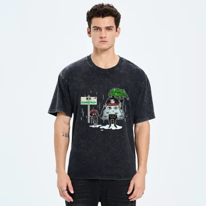 Tokyo-Tiger Onigiri On Lotus Leaf Washed T-Shirt
