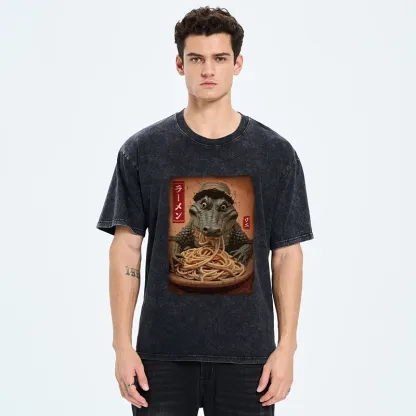 Tokyo-Tiger Ramen Lover Crocodile Washed T-Shirt