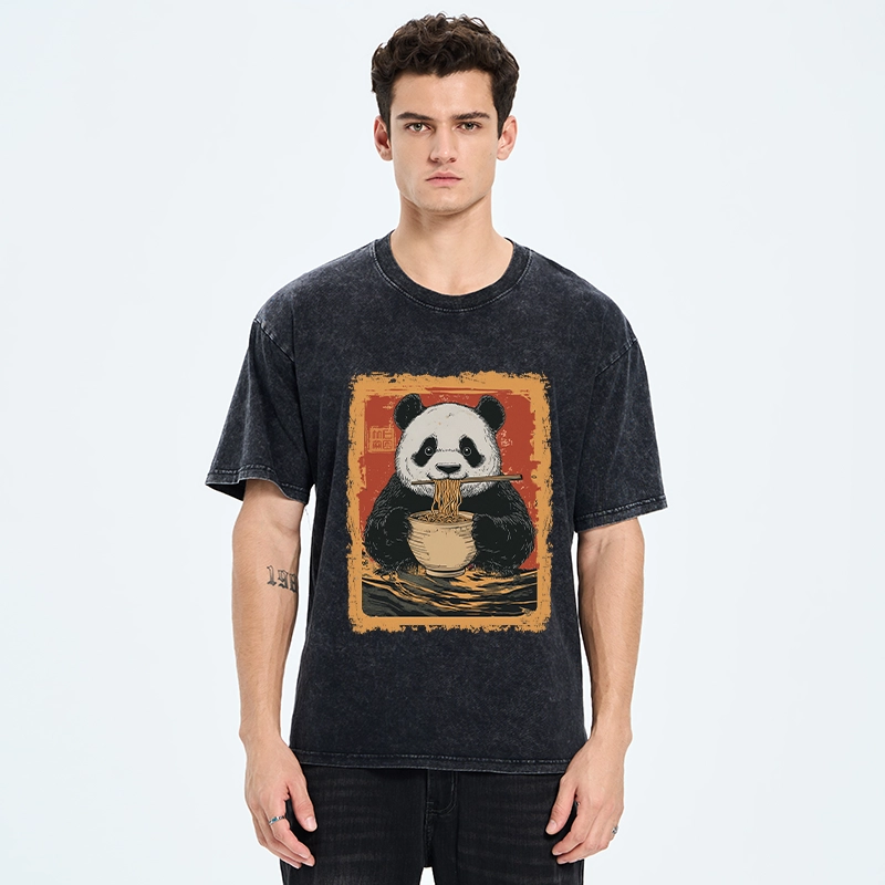 Tokyo-Tiger Ramen Lover Panda Washed T-Shirt