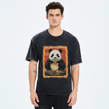 Tokyo-Tiger Ramen Lover Panda Washed T-Shirt