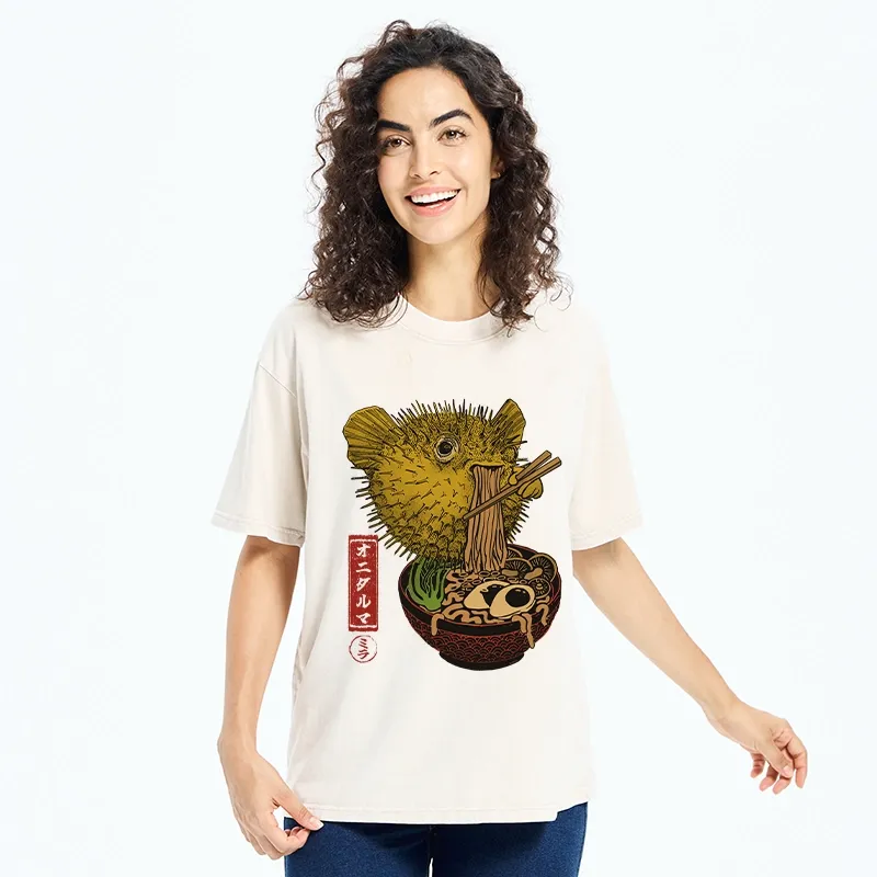 Tokyo-Tiger Ramen Lover Fugu Washed T-Shirt