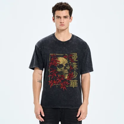 Tokyo-Tiger Skull in Lycoris Washed T-Shirt