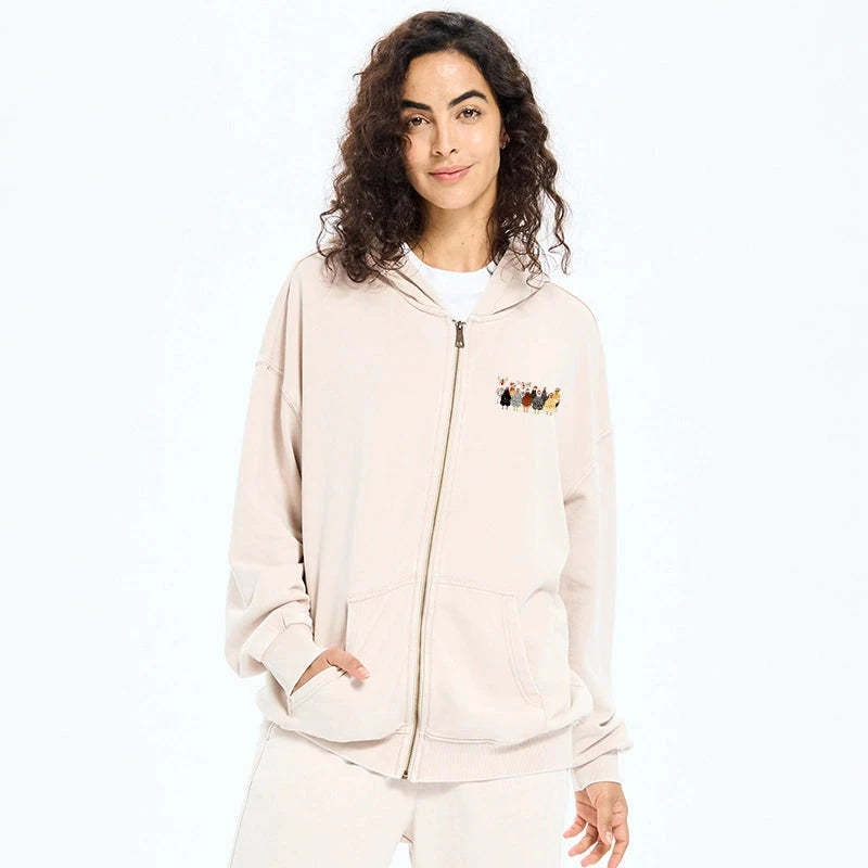 Tokyo-Tiger A Flock Of Christmas Chickens Washed Zip Hoodie-tokyo-tiger