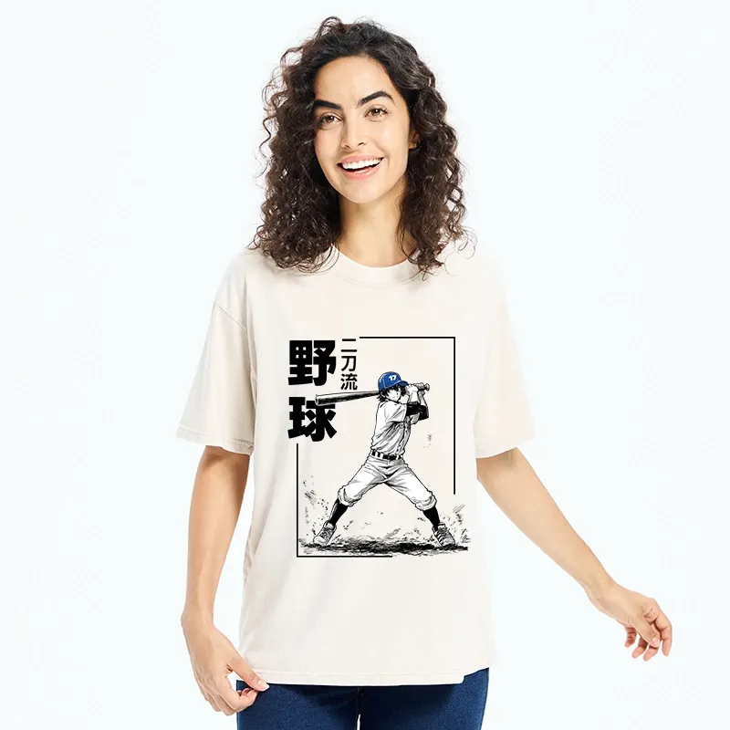 Tokyo-Tiger Two-way Baseball Player Washed T-Shirt