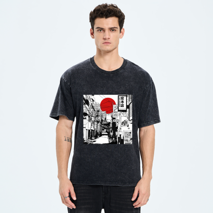 Tokyo-Tiger Sunrise On The Street Washed T-Shirt