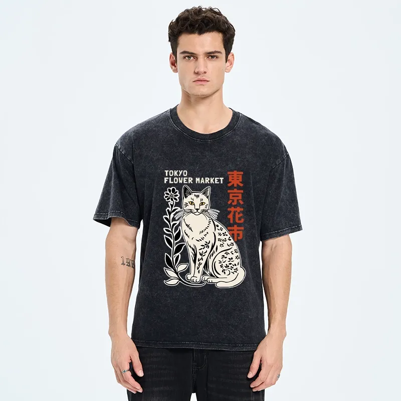 Tokyo-Tiger Flower Market Tokyo Washed T-Shirt