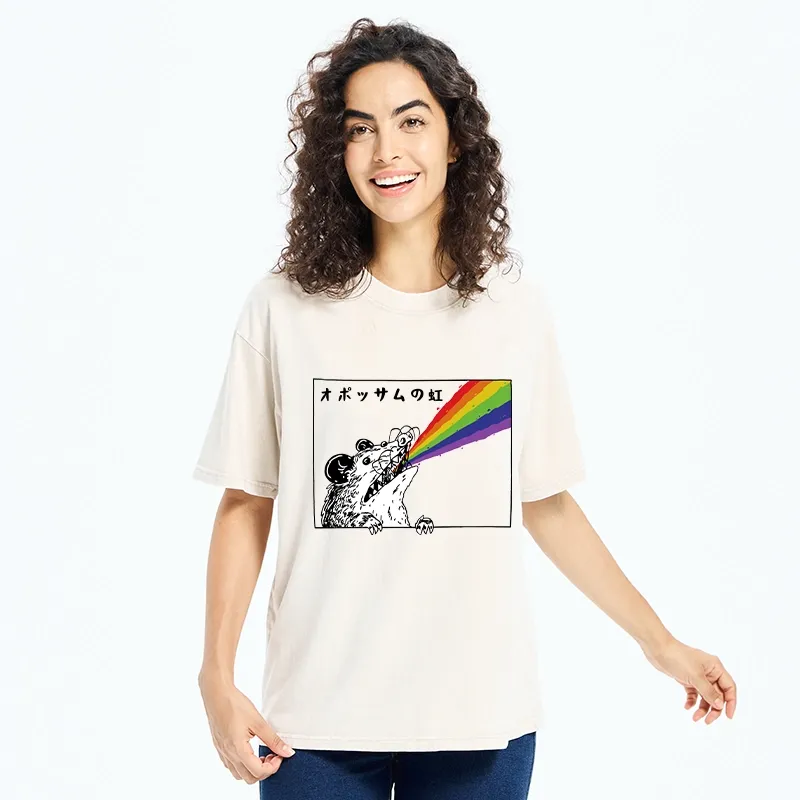 Tokyo-Tiger Opossum Rainbow Washed T-Shirt