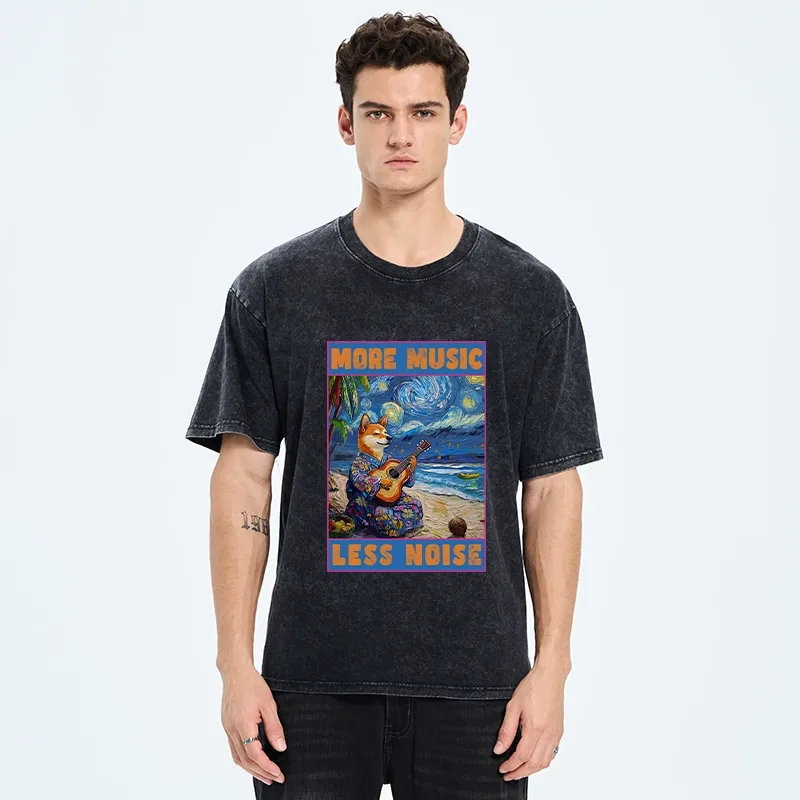 Tokyo-Tiger More Music Less Noise Washed T-Shirt