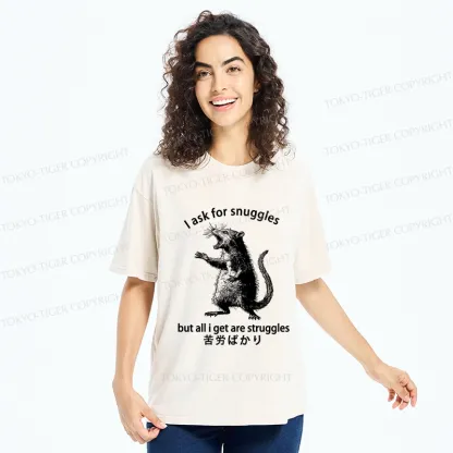 Tokyo-Tiger Funny Mouse Asking For Snuggles Washed T-Shirt
