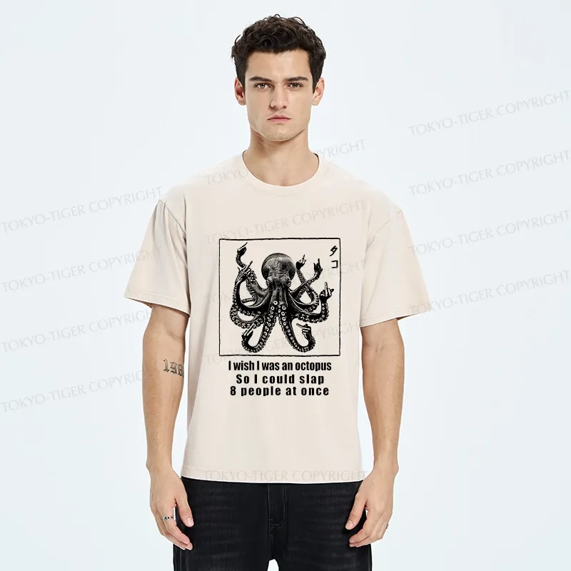 Tokyo-Tiger I Wish I Was An Octopus Washed T-Shirt