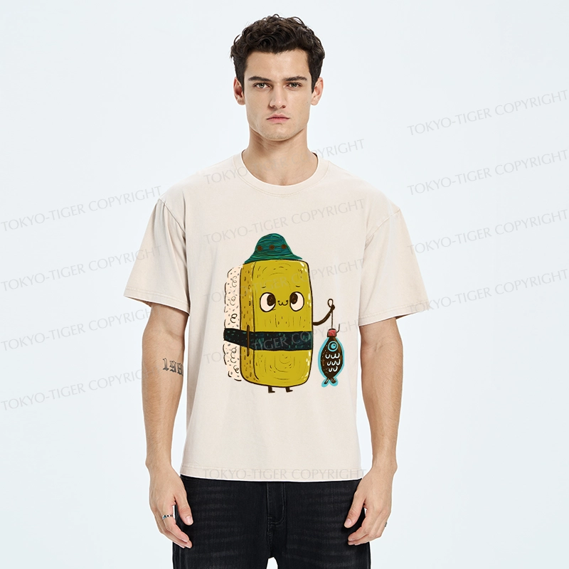Tokyo-Tiger Cute Sushi Fisher Washed T-Shirt