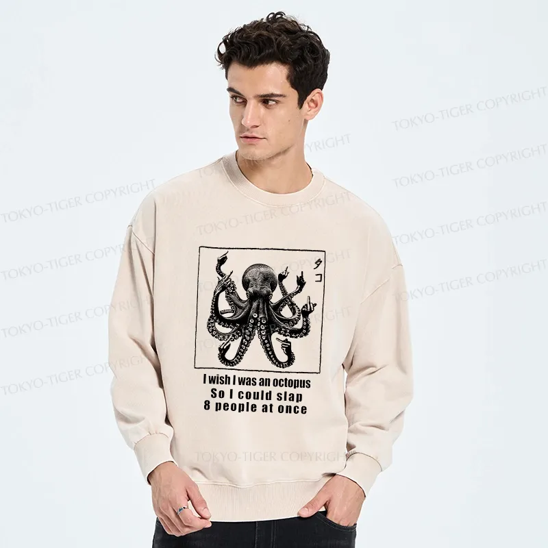 Tokyo-Tiger I Wish I Was An Octopus Japan Washed Sweatshirt