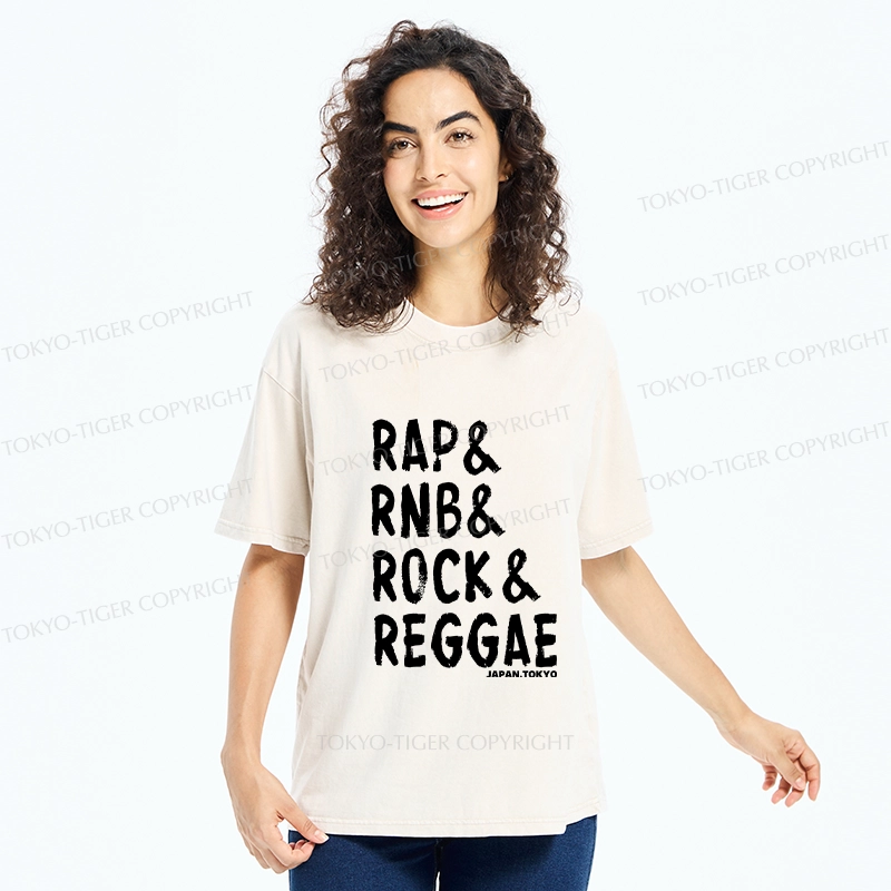 Tokyo-Tiger Music Genre Washed T-Shirt