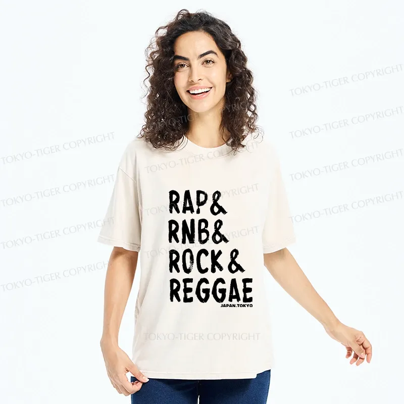Tokyo-Tiger Music Genre Washed T-Shirt